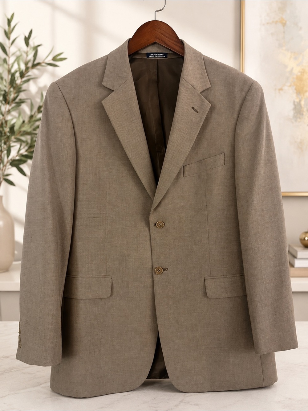 Stafford Men's Two-Button Taupe Sport Coat 42L